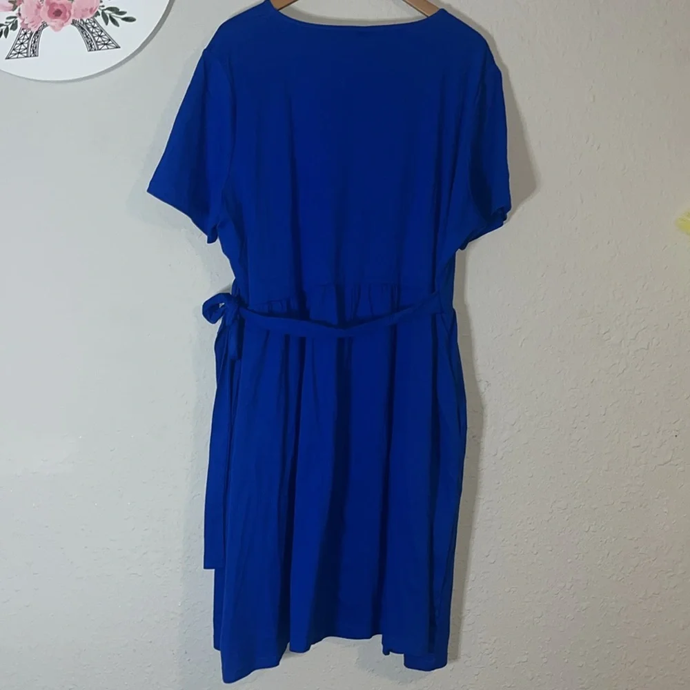 Blue Wrap Dress With Pockets - Picture 7 of 7